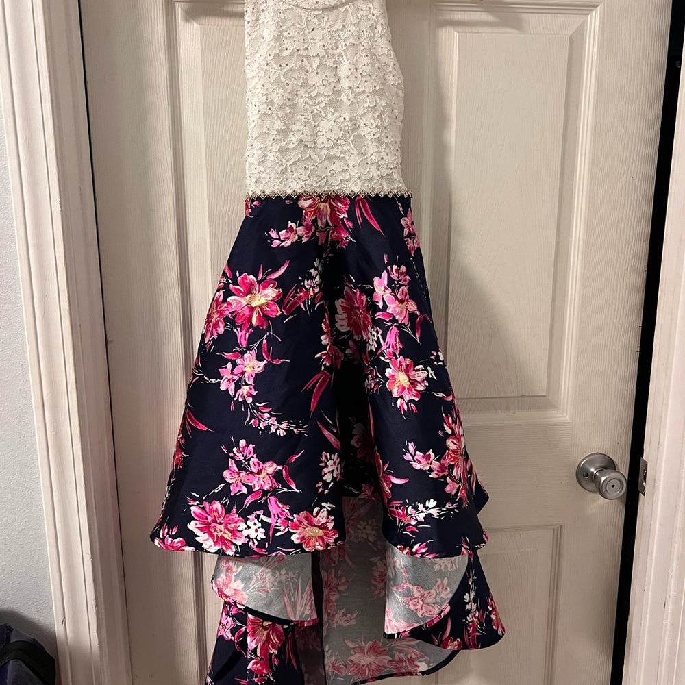 Speechless White and Pink‎ Floral Kids Formal Dress